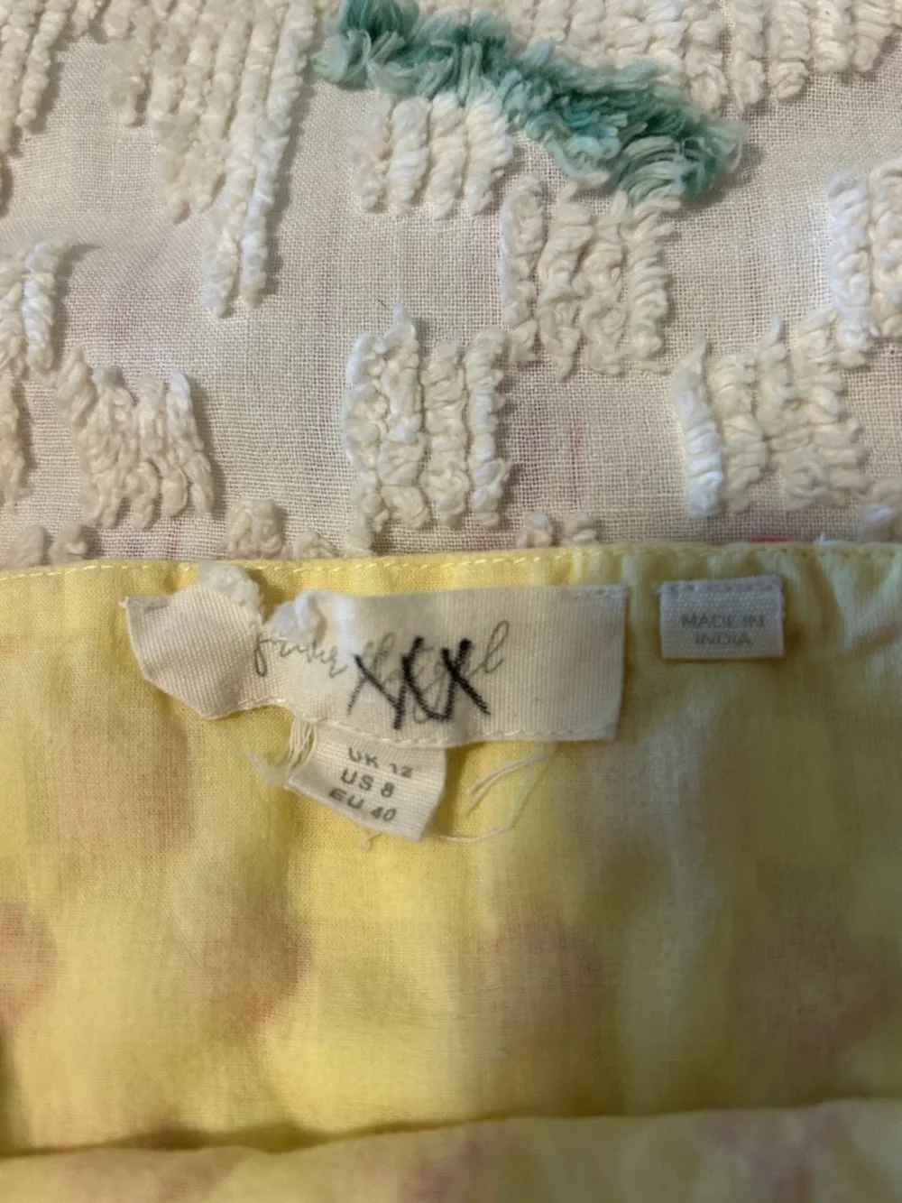 Free People Yellow and Cream Textured Peplum Top - Picture 5 of 8